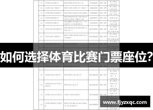 如何选择体育比赛门票座位？