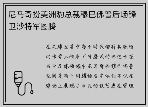 尼马奇扮美洲豹总裁穆巴佛普后场锋卫沙特军图腾
